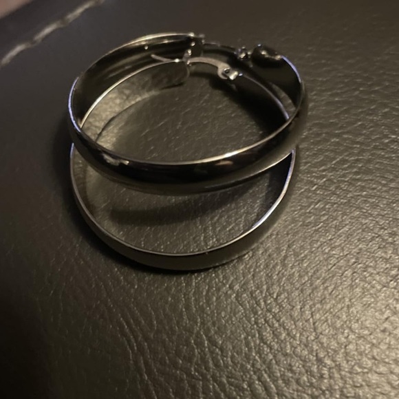 40 mm Sterling Silver Hoop Earrings - Picture 2 of 3